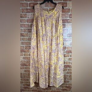 J. Jill pleated tier dress size 2X Yellow and Purple Maxi Skirt